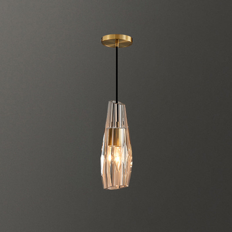 Crystal Block Pendant Light - Simplicity Meets Elegance In This 1-Light Brass Ceiling Fixture /