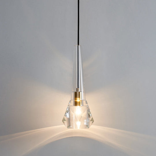 Crystal Block Pendant Light - Simplicity Meets Elegance In This 1-Light Brass Ceiling Fixture