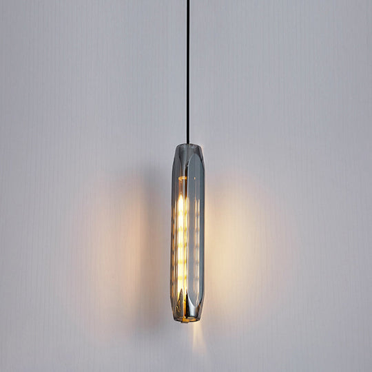 Modern Shaded Crystal Pendant Light - Simplicity Block Design Brass Ceiling Fixture