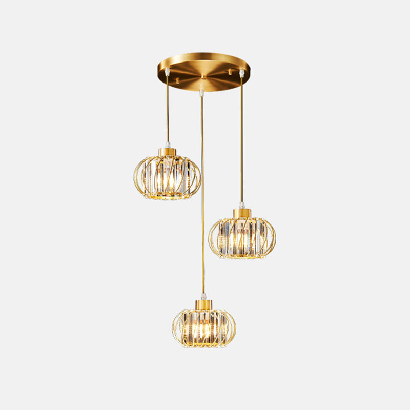 Modern Brass Globe Pendant Light With Crystal Accents Stylish Ceiling Lantern For Dining Area 3 /