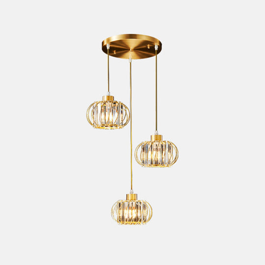 Modern Brass Globe Pendant Light With Crystal Accents Stylish Ceiling Lantern For Dining Area 3 /