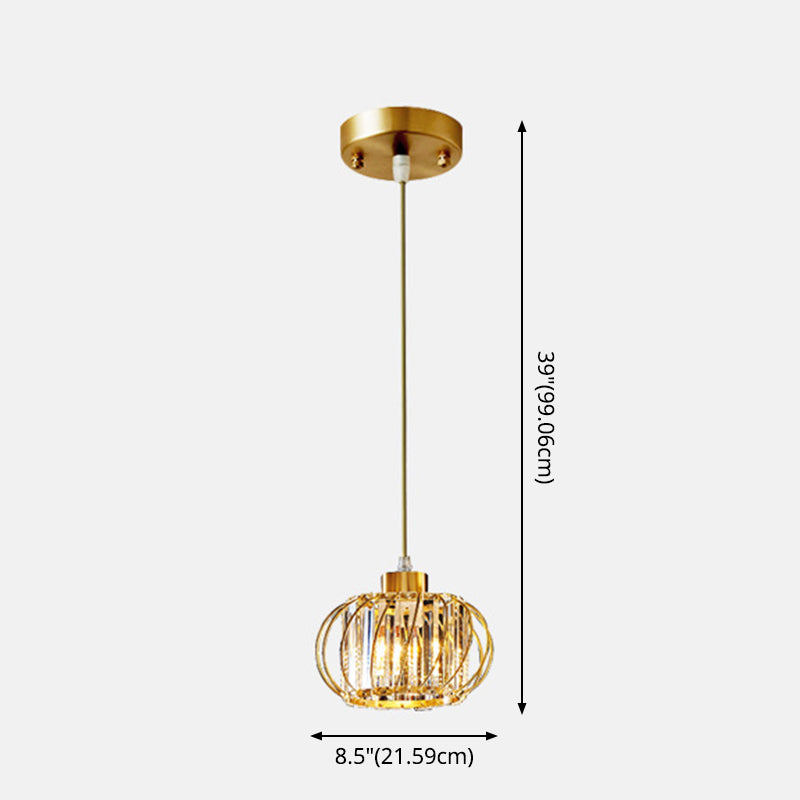 Modern Brass Globe Pendant Light With Crystal Accents Stylish Ceiling Lantern For Dining Area