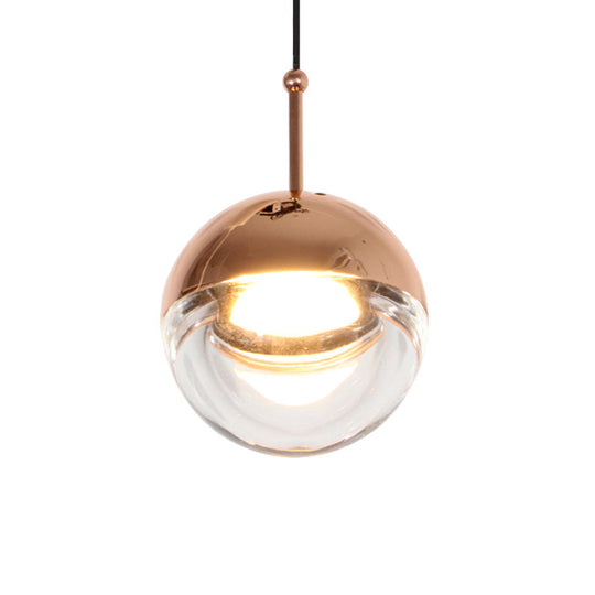 Sleek Led Crystal Glass Pendant Light For Bedside Or Ceiling Rose Gold