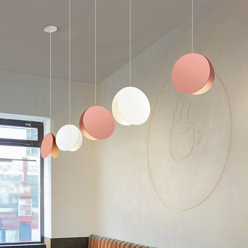 Shell-Inspired Round Pendant Lamp - Macaron Style Metal 1-Light Ceiling Light