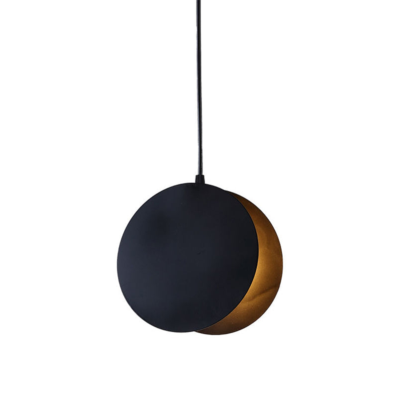 Shell-Inspired Round Pendant Lamp - Macaron Style Metal 1-Light Ceiling Light Black / 12’