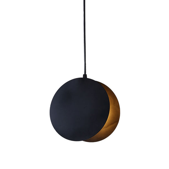 Shell-Inspired Round Pendant Lamp - Macaron Style Metal 1-Light Ceiling Light Black / 12’