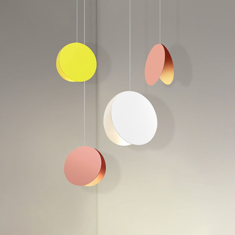 Round Pendant Lamp With Shell-Inspired Design And Macaron Style Metal Finish Perfect For Modern