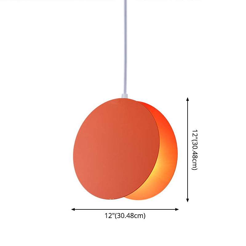 Shell-Inspired Round Pendant Lamp - Macaron Style Metal 1-Light Ceiling Light