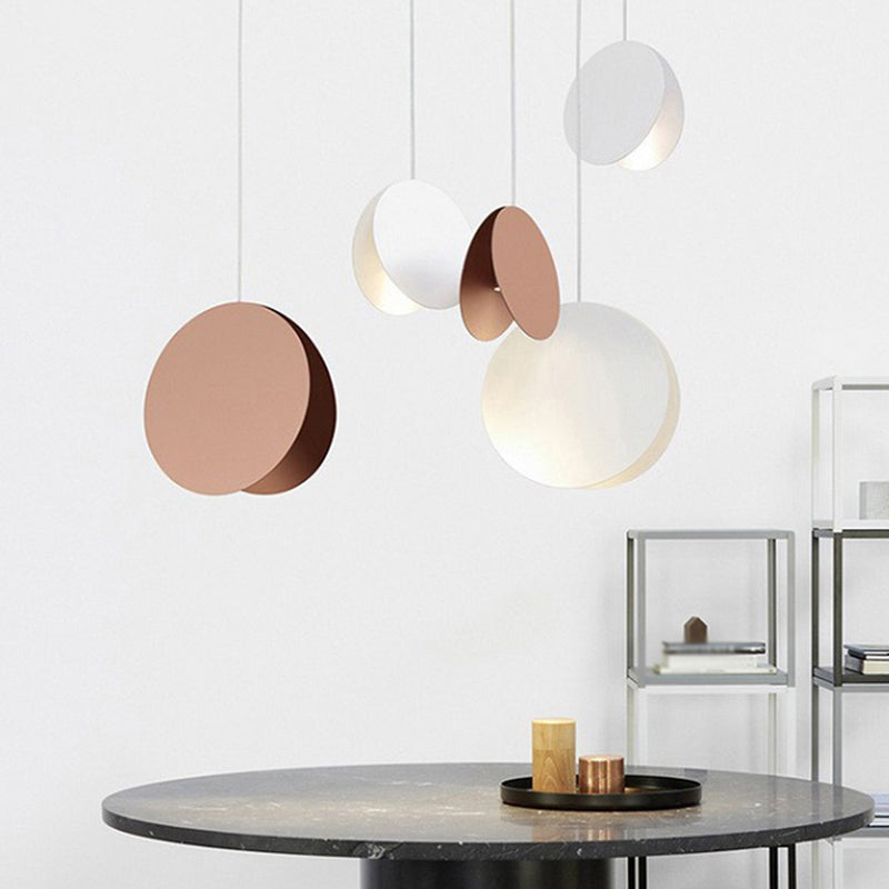 Round Pendant Lamp With Shell-Inspired Design And Macaron Style Metal Finish Perfect For Modern