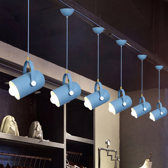 1-Head Metal Pendant Spotlight With Adjustable Handle - Commercial Macaron Lighting