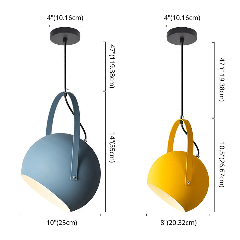 Dome Pendant Spotlight Restaurant Hanging Light Fixture - Macaron Metal With Arched Handle