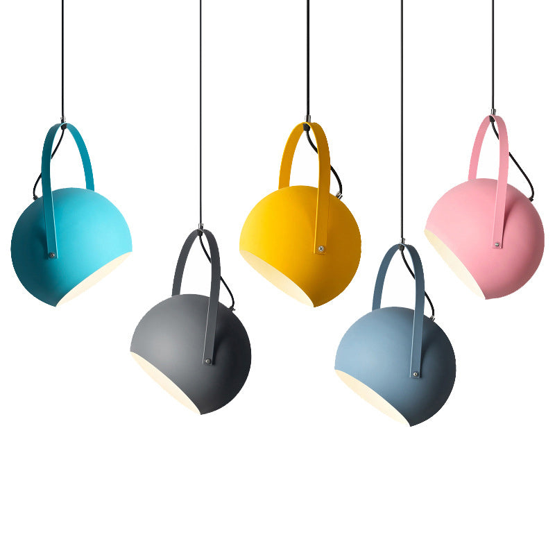 Dome Pendant Restaurant Spotlight With Arched Handle - Metal Hanging Light Fixture