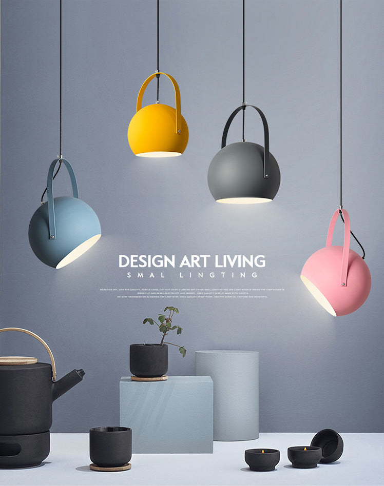 Dome Pendant Restaurant Spotlight With Arched Handle - Metal Hanging Light Fixture