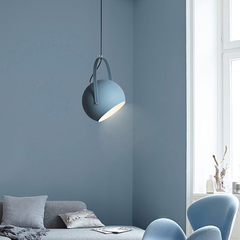 Dome Pendant Spotlight Restaurant Hanging Light Fixture - Macaron Metal With Arched Handle