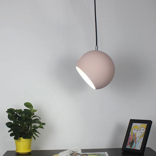 Macaron Creative Hanging Light Fixture With Revolving Dome Shade - 1 Head Suspension