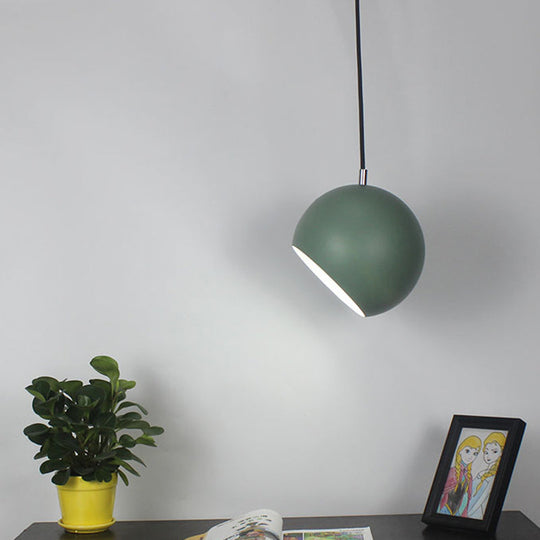 Macaron Creative Hanging Light Fixture With Revolving Dome Shade - 1 Head Suspension