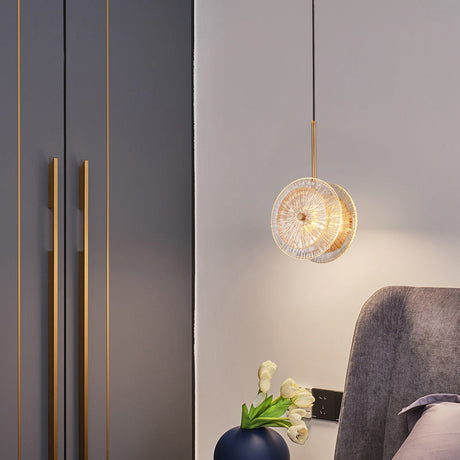 Brass Plated Crystal Glass Led Pendant Light For Dining Spaces