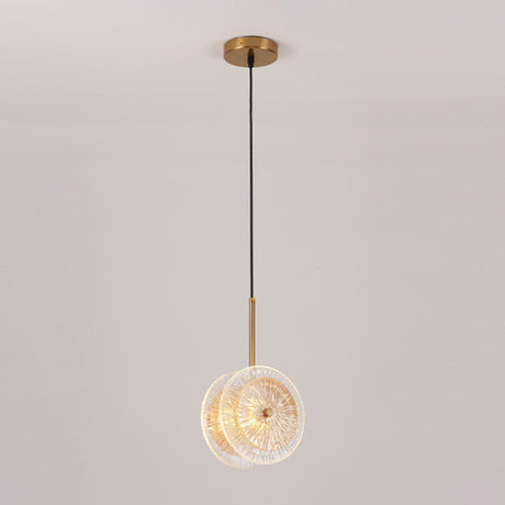 Brass Plated Crystal Glass Led Pendant Light For Dining Spaces / B
