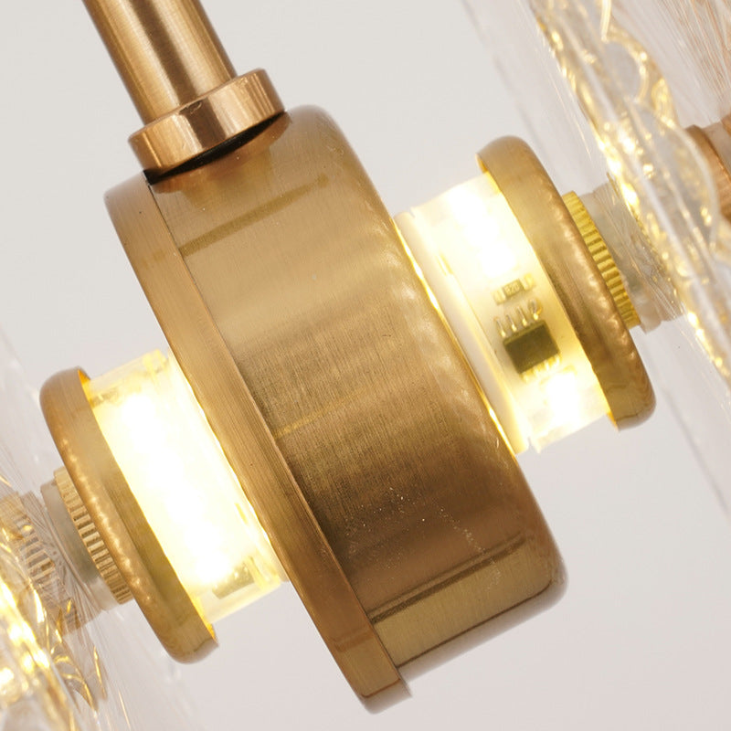 Simplicity Brass Plated Crystal Glass Led Pendant Light For Diners
