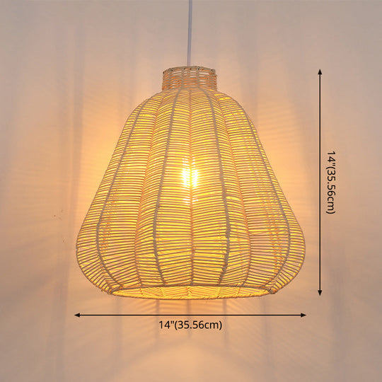 Creative Bamboo Carambola Pendant Light: 1-Bulb Wood Ceiling Fixture With Asian Flair