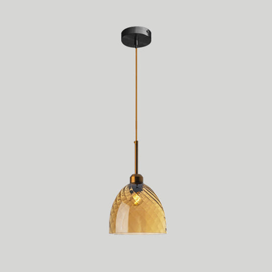 Loft Style Twisted Glass Hanging Lamp: Round Ceiling Light Fixture With 1 Bulb For Dining Room