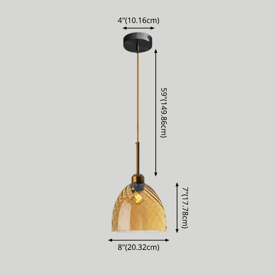 Loft Style Twisted Glass Hanging Lamp: Round Ceiling Light Fixture With 1 Bulb For Dining Room