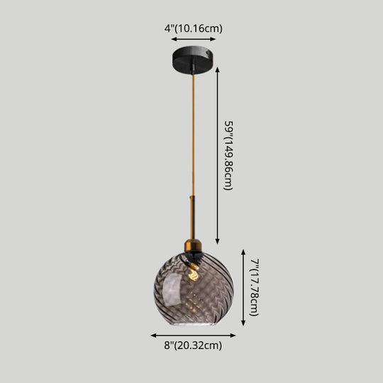 Loft Style Twisted Glass Hanging Lamp: Round Ceiling Light Fixture With 1 Bulb For Dining Room