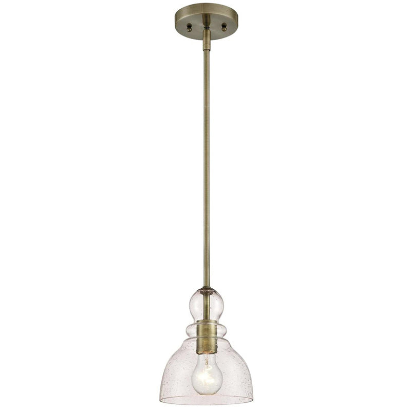 1-Bulb Industrial Gourd Shaped Light Fixture - Seeded Glass Pendant For Diner Bar Bronze