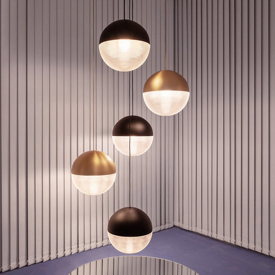 Modern Hemispherical Glass Pendant Light With Frosted Metal Lamp Body - Ideal For Aisles And Bars
