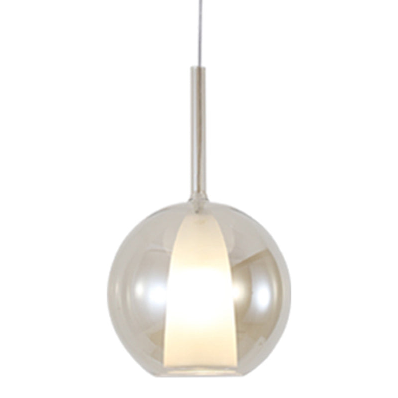 Modern Simplicity: Electroplated Glass Hanging Light In Ball Shape - 1-Light Pendant Lamp For Dining