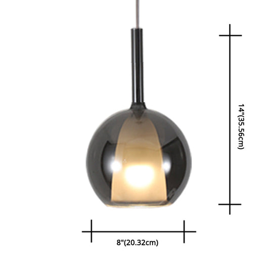 Modern Simplicity: Electroplated Glass Hanging Light In Ball Shape - 1-Light Pendant Lamp For Dining