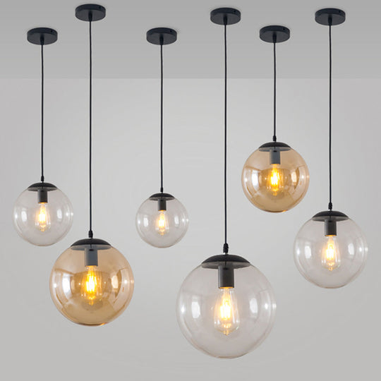 Minimalist 1-Light Pendant Light Bubble Transparent Glass Ball Shade With 39 Hanging Wire