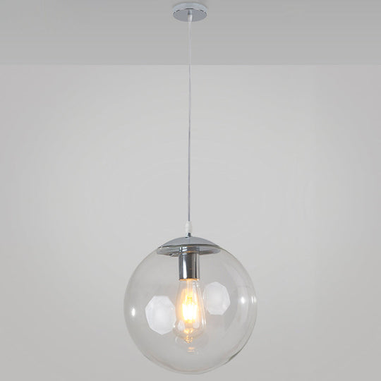 Minimalist Transparent Glass Ball Pendant Light With 39’ Hanging Wire Silver / 14’