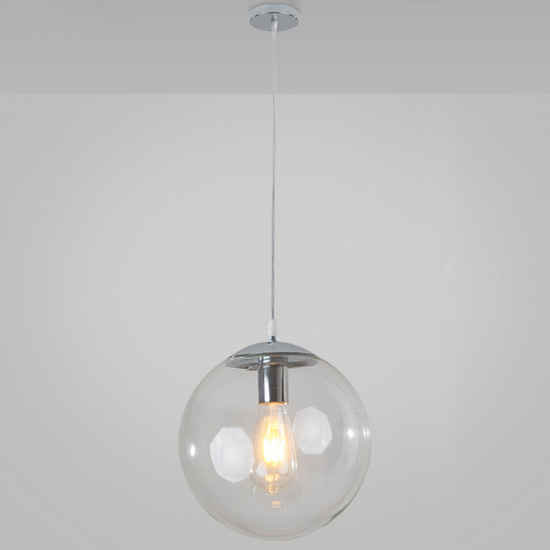 Minimalist 1-Light Pendant Light Bubble Transparent Glass Ball Shade With 39 Hanging Wire Silver /