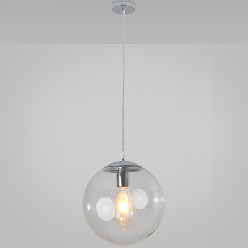 Minimalist 1-Light Pendant Light Bubble Transparent Glass Ball Shade With 39 Hanging Wire Silver /