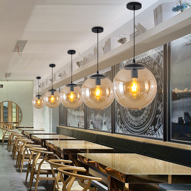 Minimalist 1-Light Pendant Light Bubble Transparent Glass Ball Shade With 39 Hanging Wire