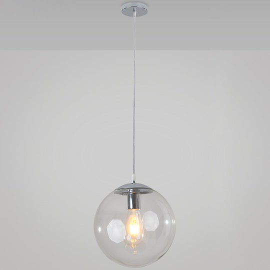 Minimalist 1-Light Pendant Light Bubble Transparent Glass Ball Shade With 39 Hanging Wire Silver /