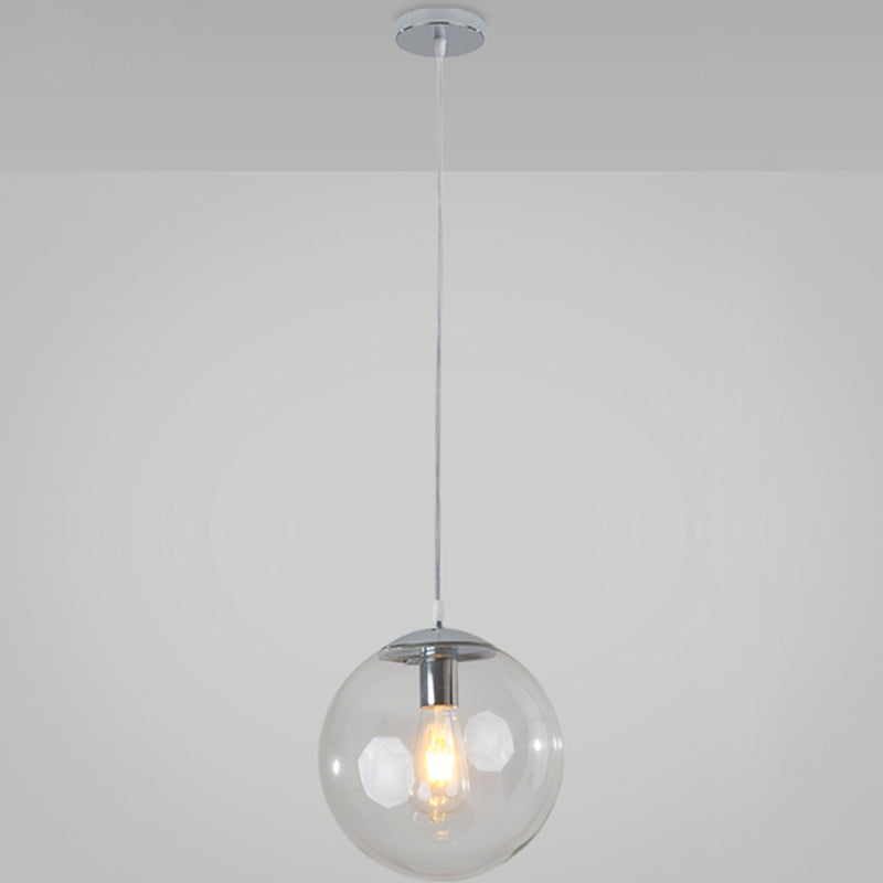 Minimalist 1-Light Pendant Light Bubble Transparent Glass Ball Shade With 39 Hanging Wire Silver / 8
