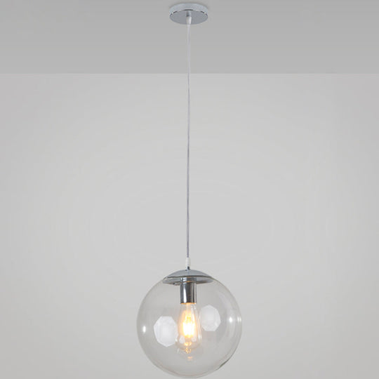 Minimalist 1-Light Pendant Light Bubble Transparent Glass Ball Shade With 39 Hanging Wire Silver / 8