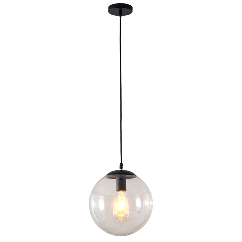 Minimalist Transparent Glass Ball Pendant Light With 39’ Hanging Wire