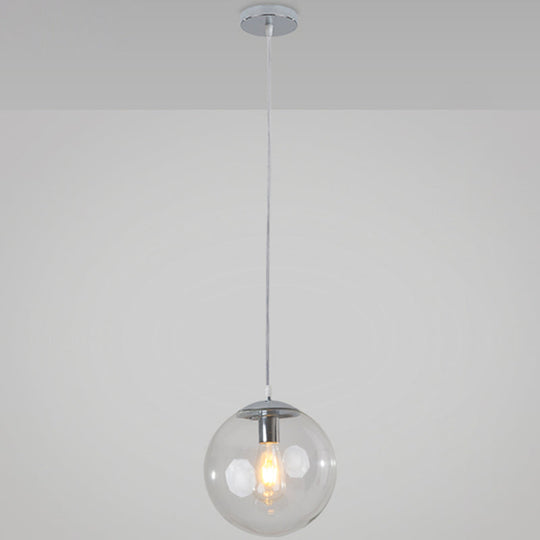 Minimalist 1-Light Pendant Light Bubble Transparent Glass Ball Shade With 39 Hanging Wire Silver / 6