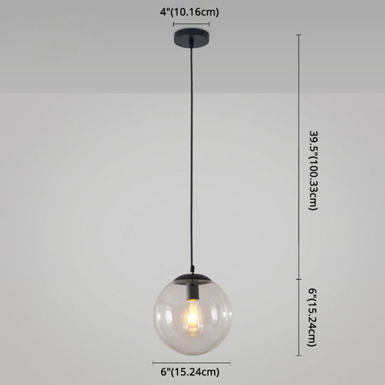 Minimalist 1-Light Pendant Light Bubble Transparent Glass Ball Shade With 39 Hanging Wire