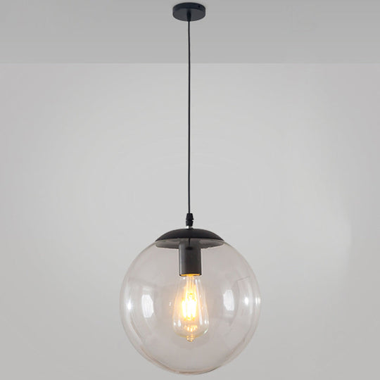 Minimalist 1-Light Pendant Light Bubble Transparent Glass Ball Shade With 39 Hanging Wire Black / 16