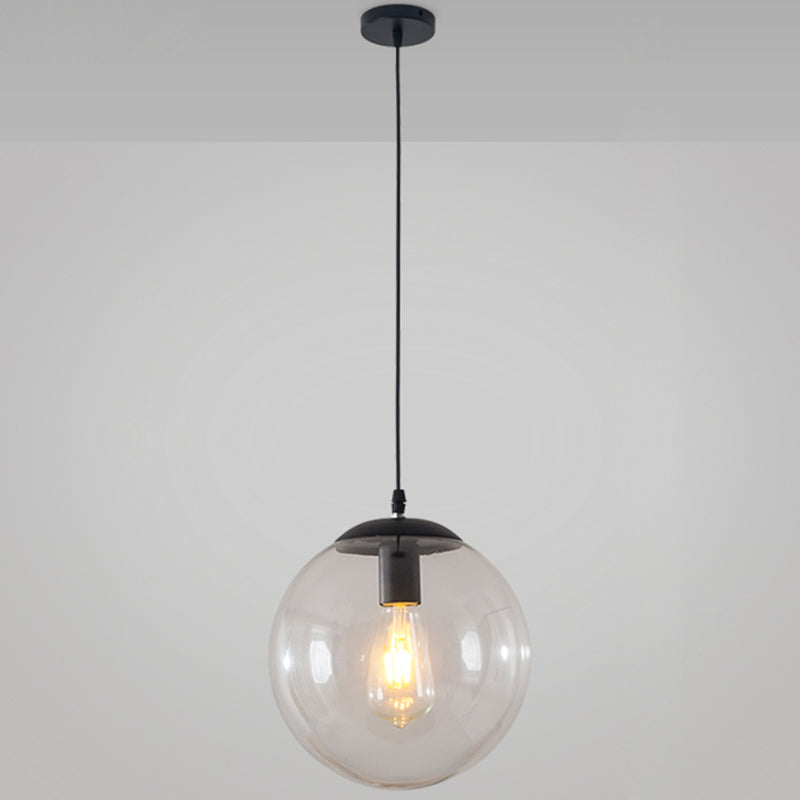 Minimalist 1-Light Pendant Light Bubble Transparent Glass Ball Shade With 39 Hanging Wire Black / 12