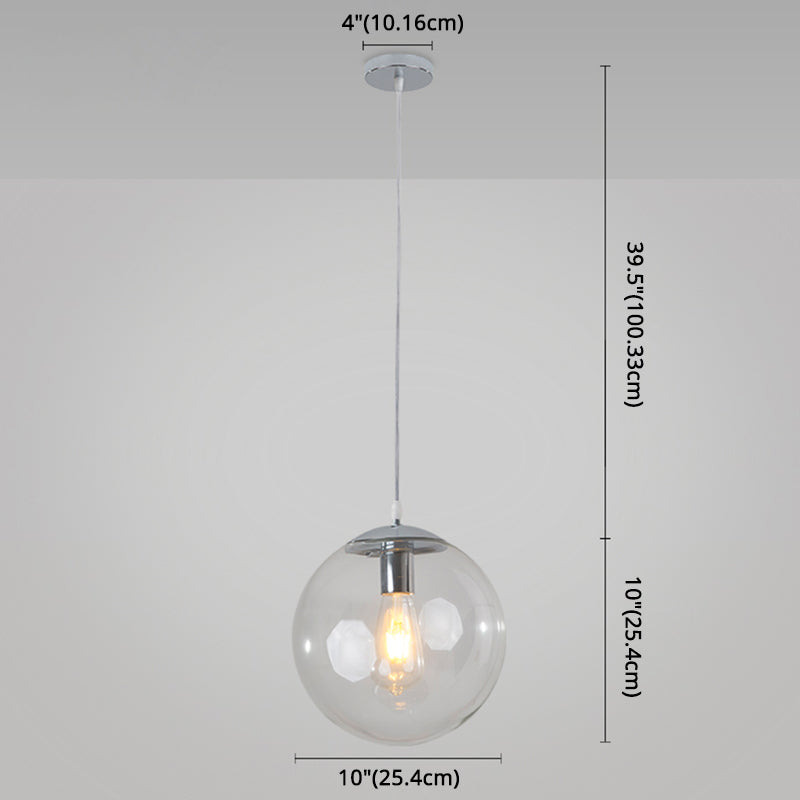 Minimalist 1-Light Pendant Light Bubble Transparent Glass Ball Shade With 39 Hanging Wire