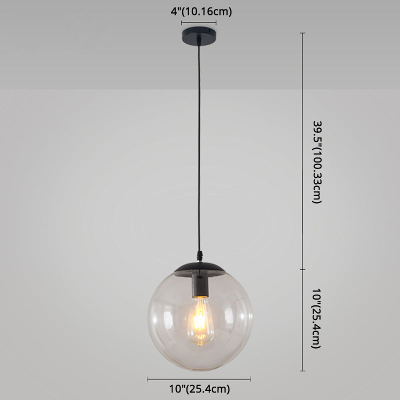 Minimalist Transparent Glass Ball Pendant Light With 39’ Hanging Wire