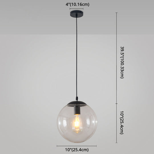 Minimalist Transparent Glass Ball Pendant Light With 39’ Hanging Wire