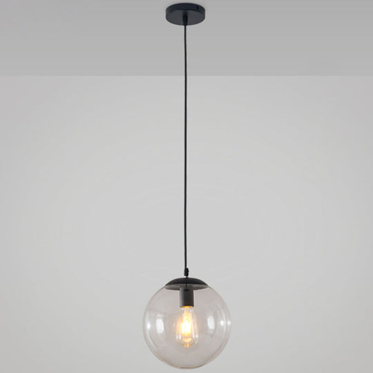 Minimalist 1-Light Pendant Light Bubble Transparent Glass Ball Shade With 39 Hanging Wire Black / 6