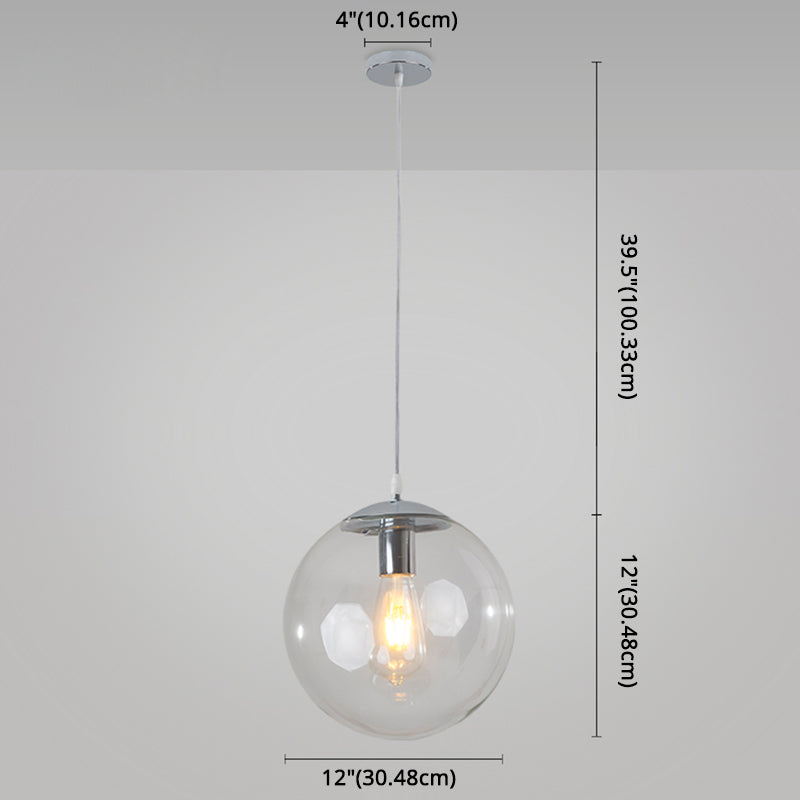 Minimalist 1-Light Pendant Light Bubble Transparent Glass Ball Shade With 39 Hanging Wire