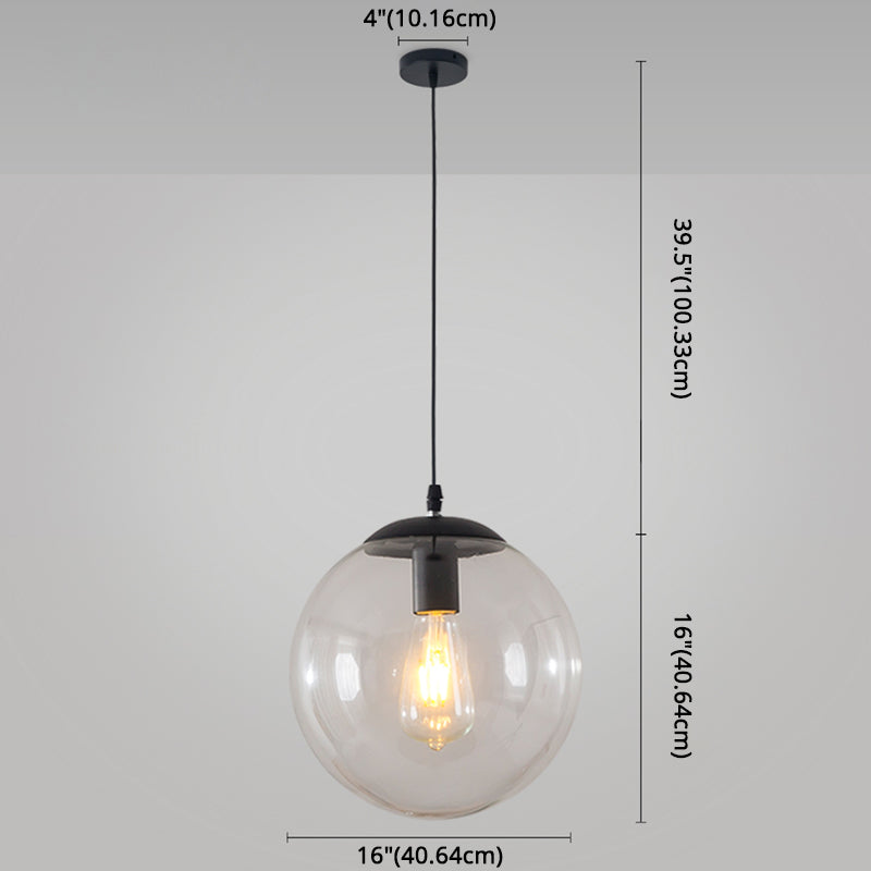 Minimalist 1-Light Pendant Light Bubble Transparent Glass Ball Shade With 39 Hanging Wire